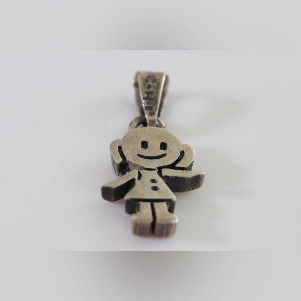 Vintage 925 Sterling Silver Girl Pendant Charm • Possibly Chile 1970s - Picture 3 of 9